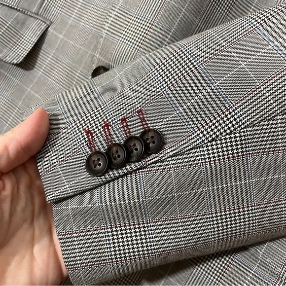 Haggar Men's 42S Plaid Windowpane Blazer Contrast Stitching Preppy Academia - Picture 5 of 15